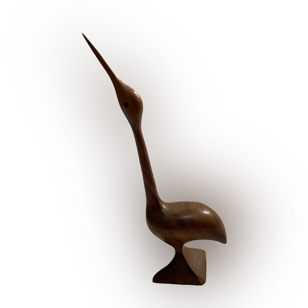 Vintage 1978 Wooden Teak Bird Handcrafted Sculpture Art Decoration